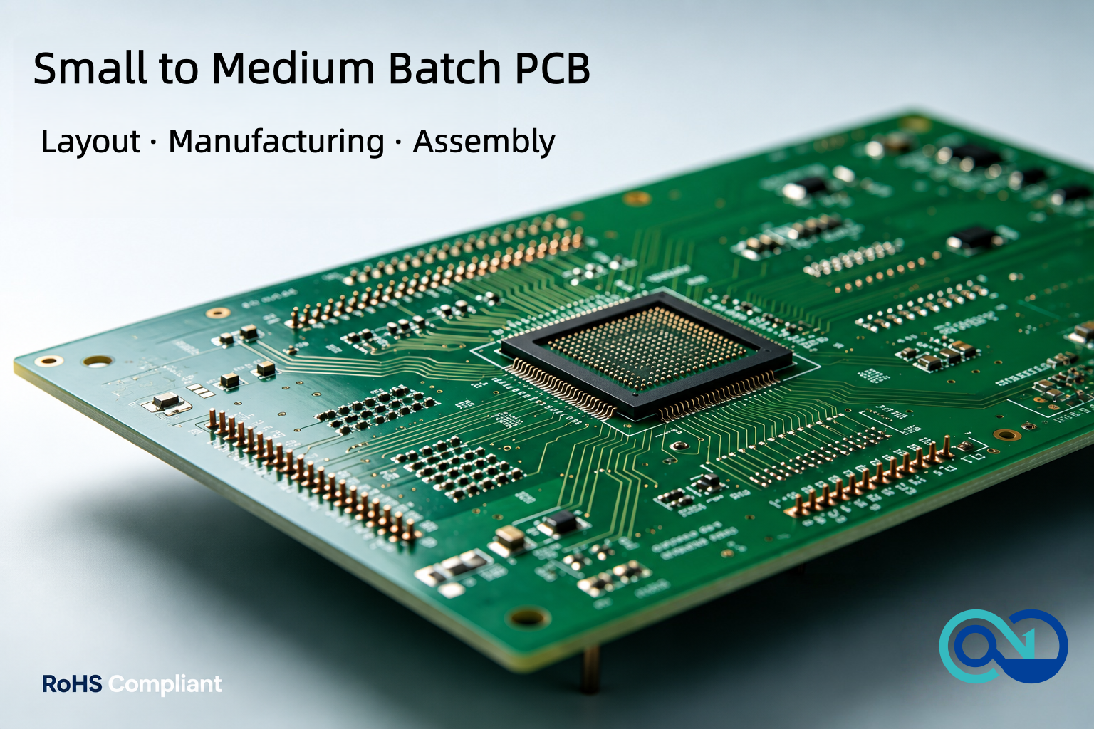 Small to medium batch PCB solutions – layout, fabrication, and assembly. 5 to 5,000 pieces. Fast turnaround, RoHS compliant.
