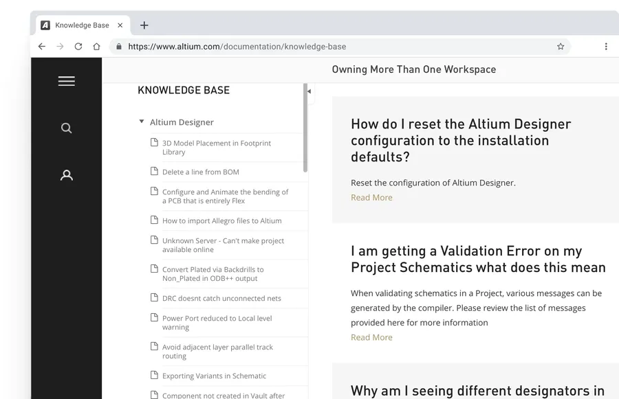 A person interacting with Altium customer service on a computer.