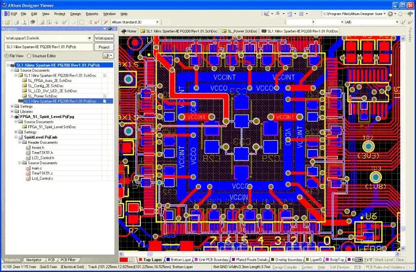 A screenshot of PCB design software with a circuit board layout displayed.