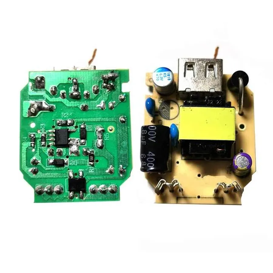 A custom-designed PCB for a charger.
