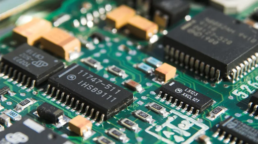 A PCB with various components mounted on it.