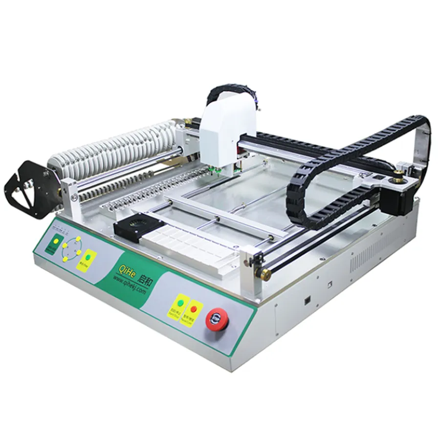 A pick and place machine used in SMT assembly.