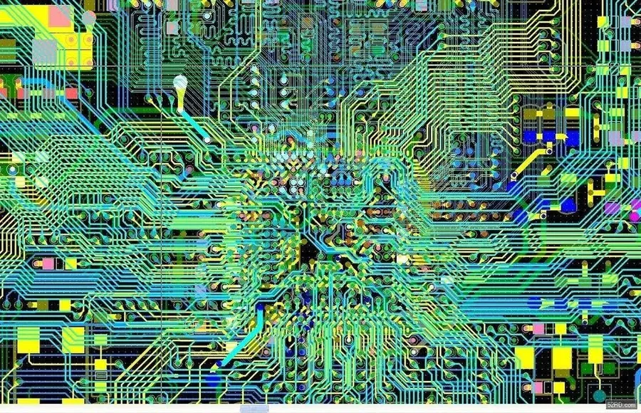 A close-up of a high speed, complex PCB.