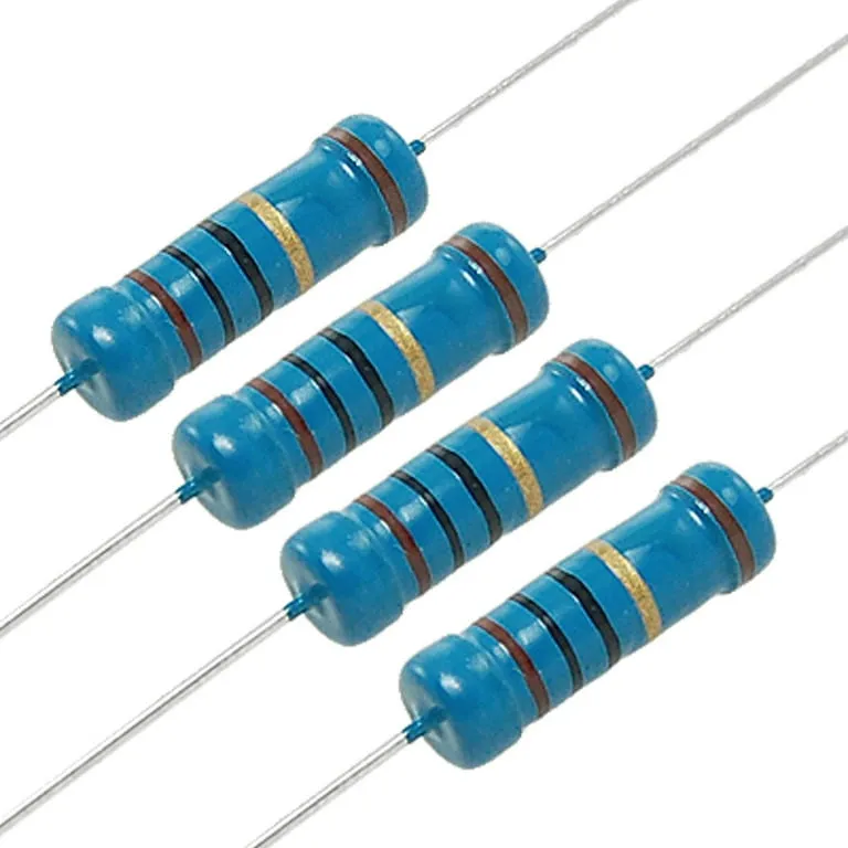Close-up image of a metal film resistor.