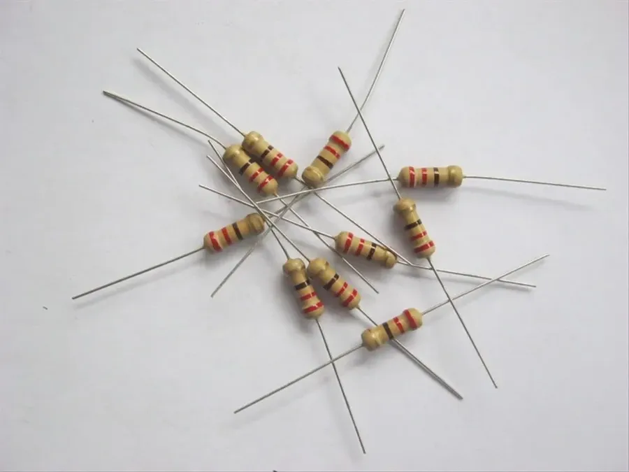 Various types of 220 ohm resistors such as through-hole and surface mount.