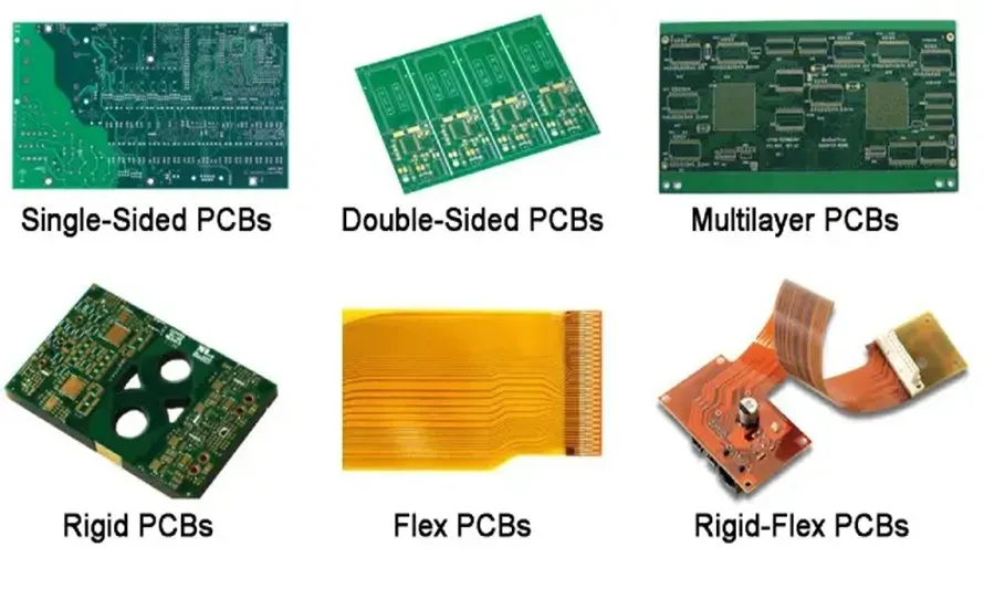 A comparison of several PCBs from different manufacturers.