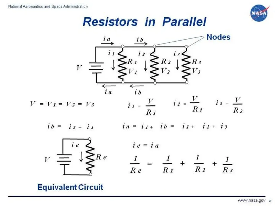 A photo of multiple resistors physically connected in parallel.