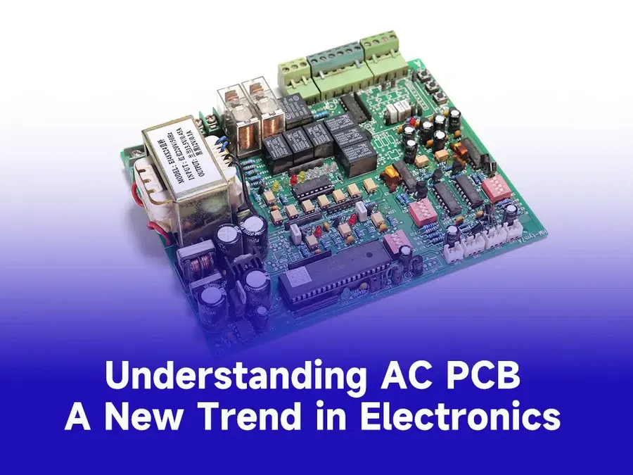 Various components like capacitors, resistors, and chips on an air conditioner PCB.