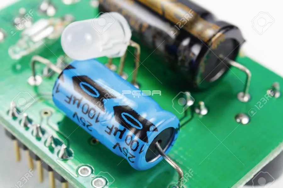 A Zener diode soldered on a printed circuit board.