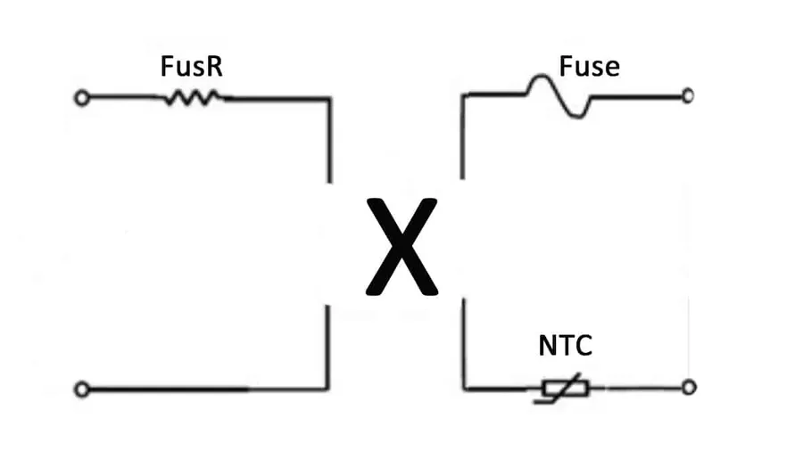 A side-by-side comparison of a standard resistor and a fusible resistor.