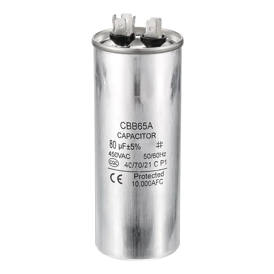 A CBB65 capacitor used in a motor.