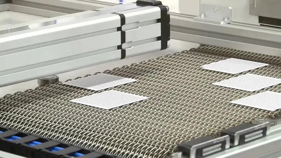 A manufacturing line producing resistors.