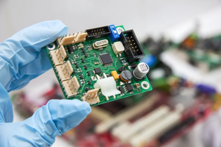 Various electronic components on a table or in a component organizer.