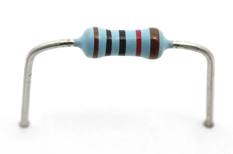 Close-up of various electronic resistors