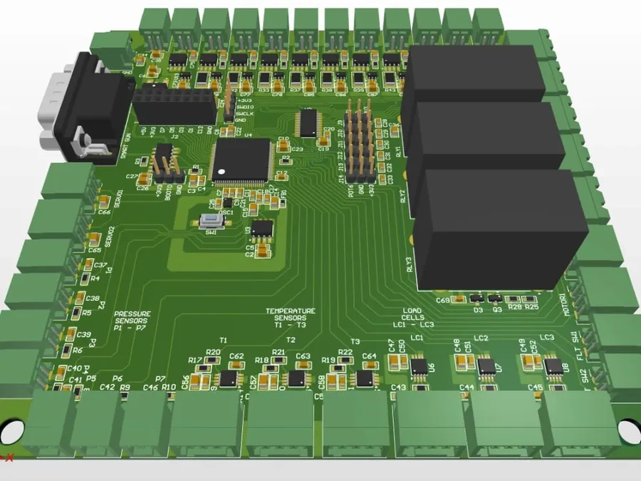 A complex PCB design project being developed using a CAD software.