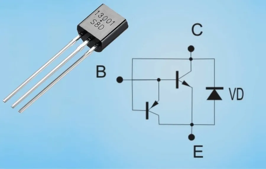A graph displaying the voltage and current characteristics of a 13001 transistor.