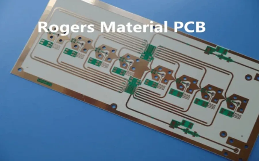 A side by side comparison of a Rogers PCB and a FR-4 PCB.