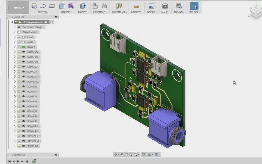 Screenshot of a PCB design software interface showing layout.