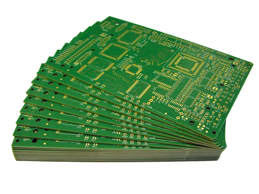 A PCB board made using copper clad boards.