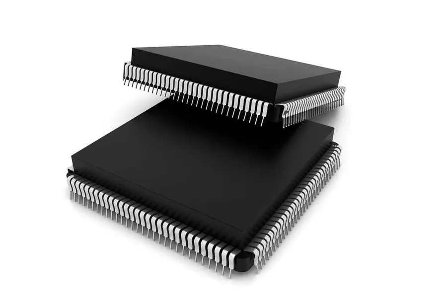 A selection of different IC packages, showcasing the various shapes and pin configurations.