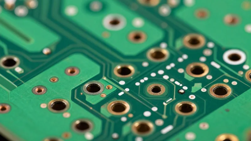 The Role of Micro-via Technology in Miniaturization Microscopic view of laser-drilled micro-vias on a high-density medical circuit board.