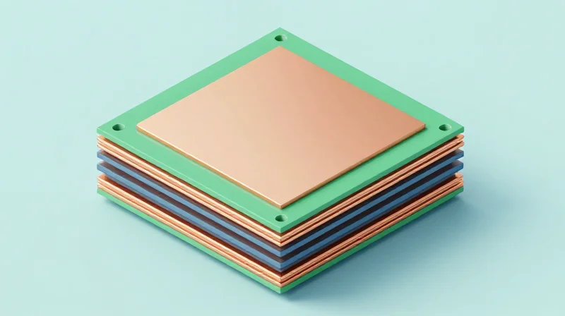Strategic Stack-Up Configurations for HV Isolation A 3D cross-section view of a high-tech PCB stack-up highlighting dielectric insulation layers