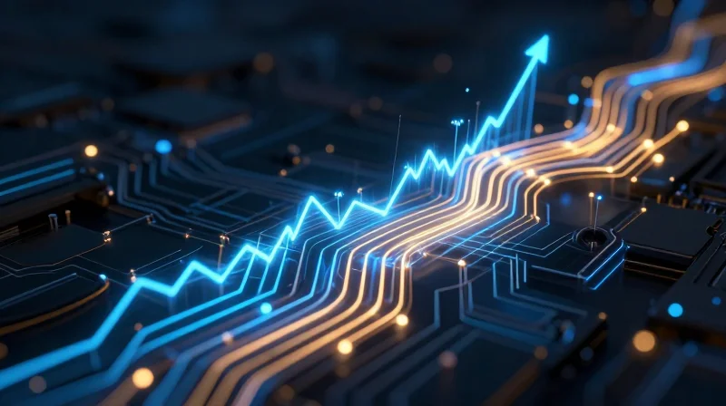 The Rise of High-Frequency Power Electronics Abstract representation of high-frequency power electronics with glowing energy pulses.