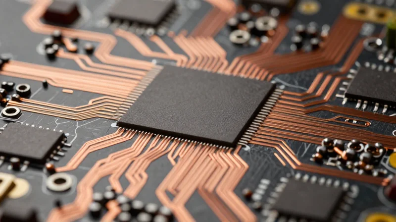 Harnessing HDI Technology for Precision Imaging Close-up macro view of a high-density interconnect PCB showing intricate microvias and circuit layering.