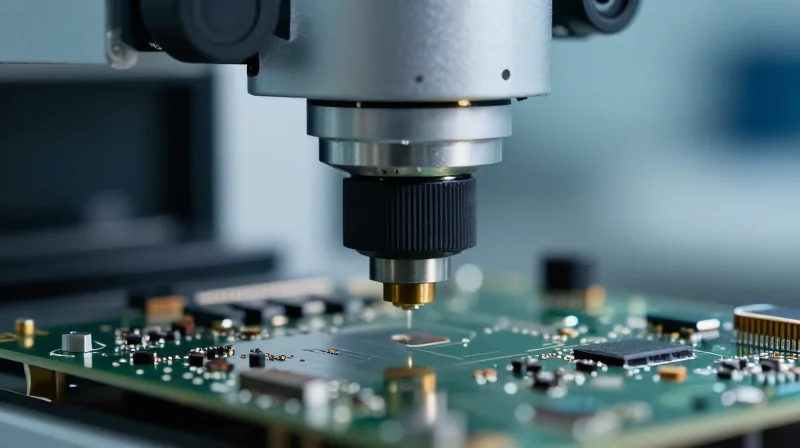 Advanced Testing and Inspection Methodologies High-tech microscopic inspection equipment analyzing a circuit board