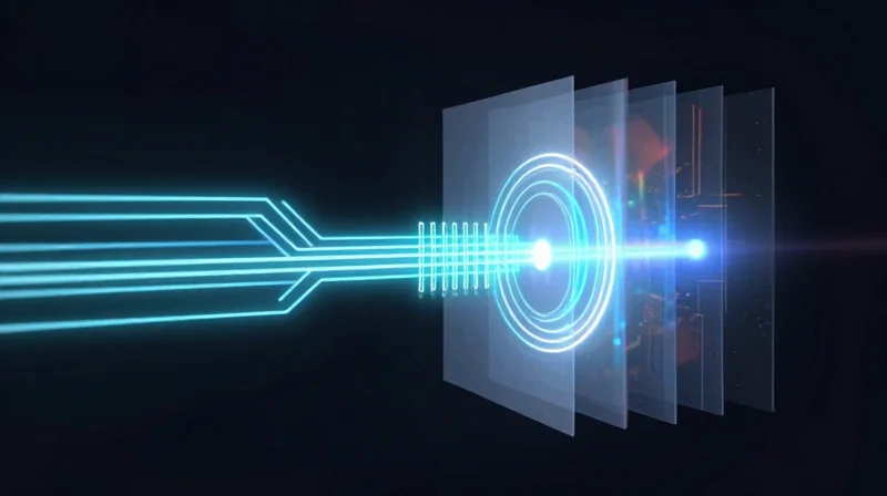 Abstract visualization of clean signal flow in a sensitive medical sensing circuit.