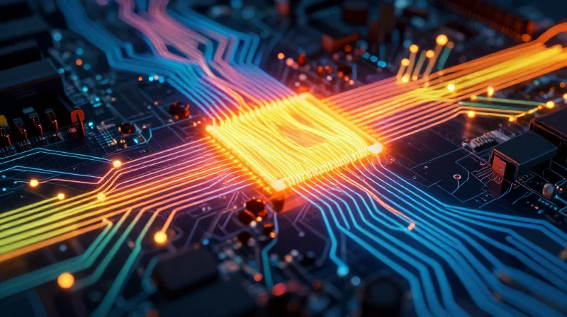 Engineering for Resilience: Advanced PCB Design Principles Thermal simulation visualization of a PCB showing heat dissipation zones.