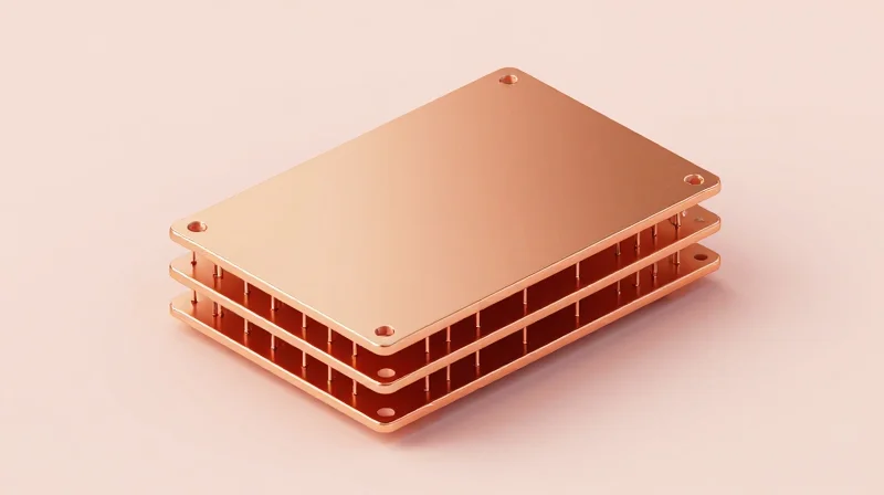 Advanced Layer Stack-up Configurations An isometric 3D representation showing the layers of a high-speed PCB stack-up for signal integrity