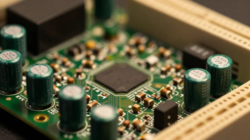 Anatomy of Legacy PCB Architectures A complex, dense printed circuit board with many old-fashioned discrete components