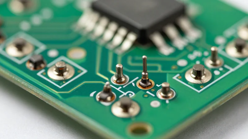 Assessing Traceability and Component Provenance Macro view of precise electronic components on a printed circuit board being inspected.