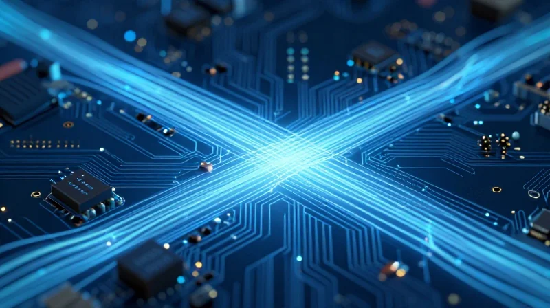 The Impact of High-Tesla Environments on PCB Integrity Conceptual visualization of invisible magnetic force lines disrupting a circuit board
