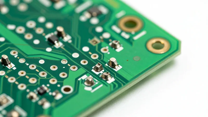 Limitations of FR-4 and Standard Conductive Materials Macro view of a standard green PCB showing metallic components and traces