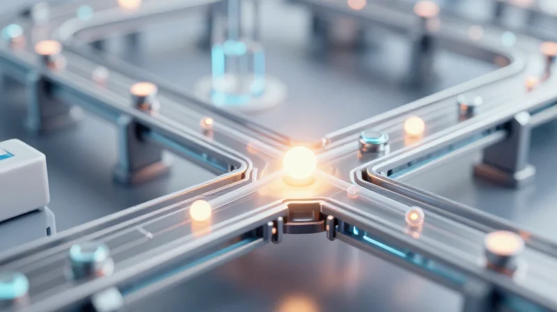 Case Study Analysis: The Digital Thermometer Production Bottleneck Conceptual 3D visualization showing a flow disruption in a manufacturing line