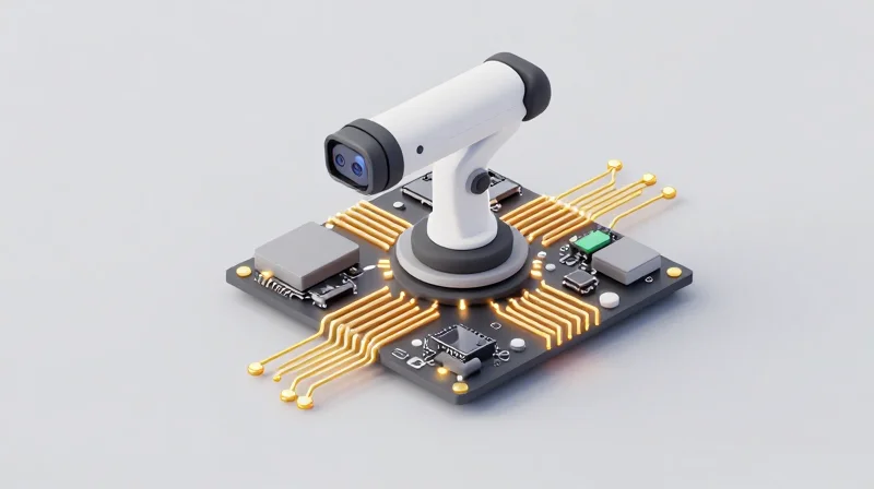 Integrating Vision and Motion Control for Enhanced Stability Conceptual 3D illustration of unified motherboard architecture for medical robotics.