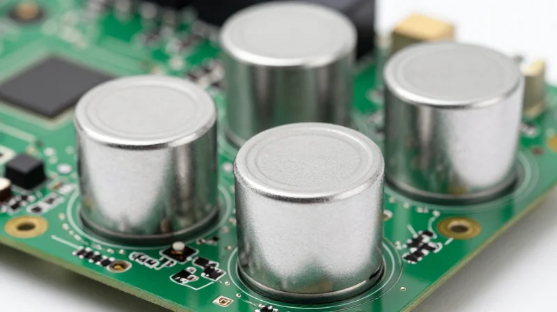 EMI Shielding Techniques for Noise-Sensitive Environments Close up of metal EMI shielding cans on a complex PCB layout.