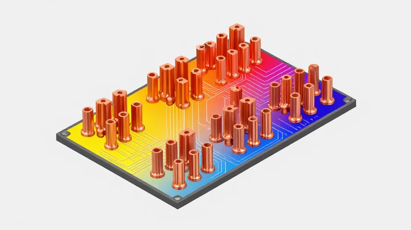 Thermal via arrangement to dissipate heat from processors.