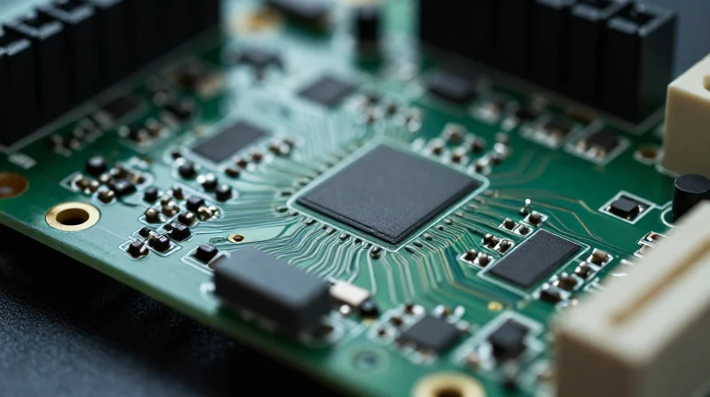 The High Cost of Poor PCB Design in Consumer IoT A close-up view of a complex smart thermostat PCB with intricate circuitry