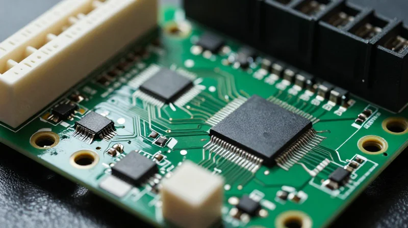 The Anatomy of a High-Performance Thermostat PCB A close-up view of a high-tech thermostat control board showing distinct analog and digital sections.