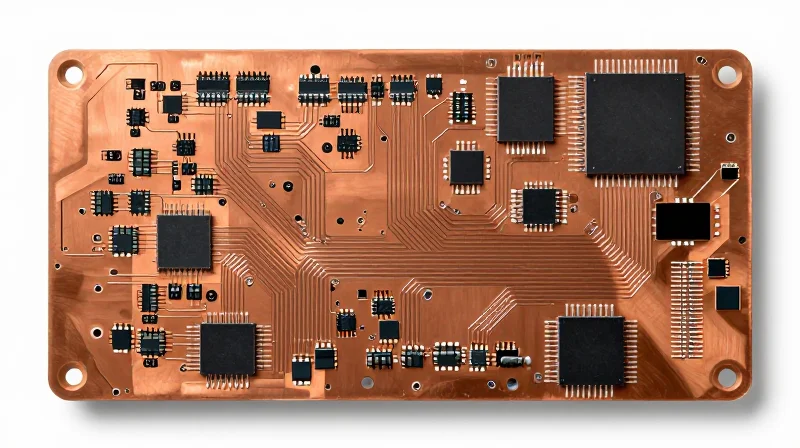 Optimizing Copper Weight for Thermal Dissipation Top-down view of a PCB highlighting thermal heat distribution pathways.