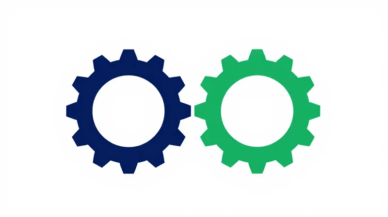 Strategic Partnerships: Beyond Commodity Manufacturing Conceptual representation of two companies working together, depicted as interlocking geometric puzzle pieces with a gear system.