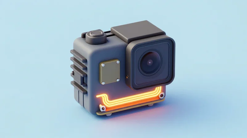 Advanced Thermal Management Strategies Isometric view of a heat-dissipating PCB module for an action camera