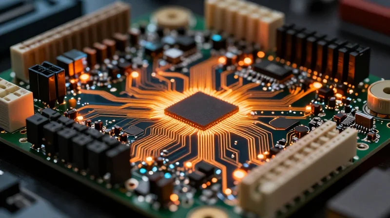The Evolution of Camera Hardware: Why Conventional PCBs Are Failing A close-up of a traditional multilayer PCB showing thermal stress and complex wiring density