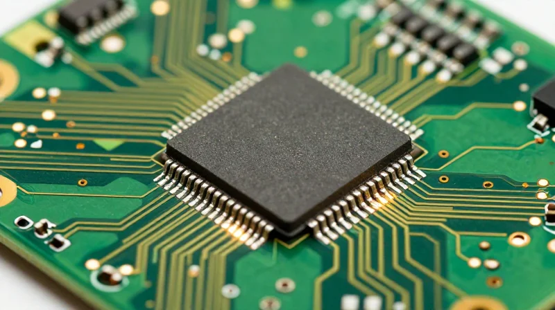 Core Architecture: The Rise of Specialized Biometric PCBA A close-up view of a high-tech printed circuit board with an integrated biometric chip glowing.