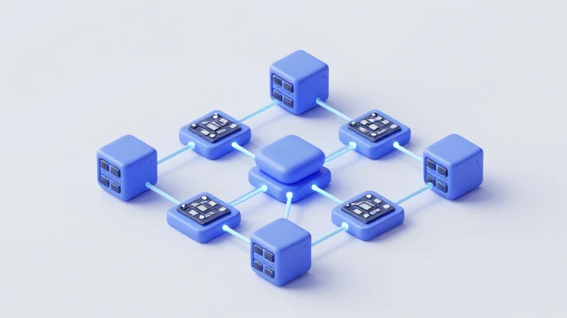 Communication Protocols for Seamless Industrial Integration Isometric 3D model showing the connection between sensors, PCBAs, and industrial control systems.