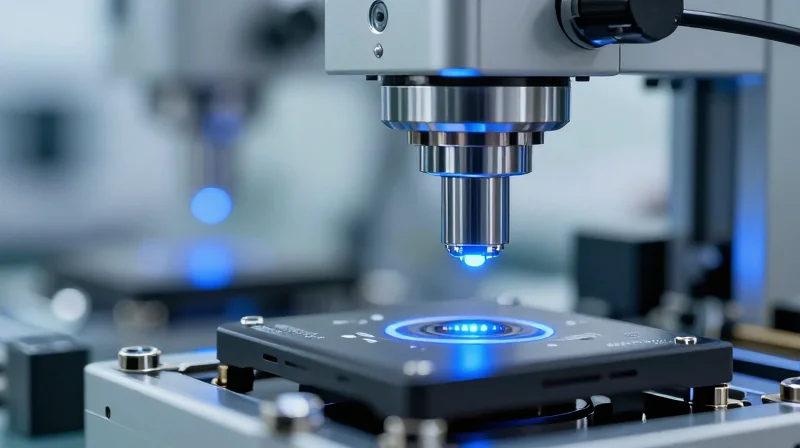 Conceptual representation of quality control and high-precision inspection of circuit boards.