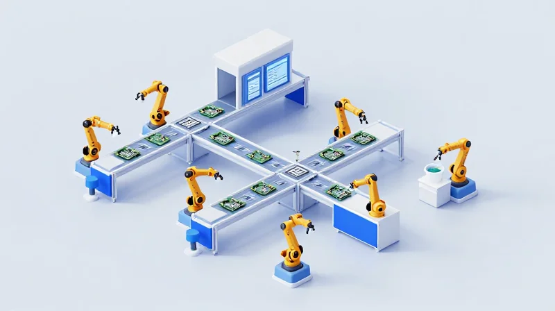 A streamlined automated assembly line showing efficient PCB production flow.